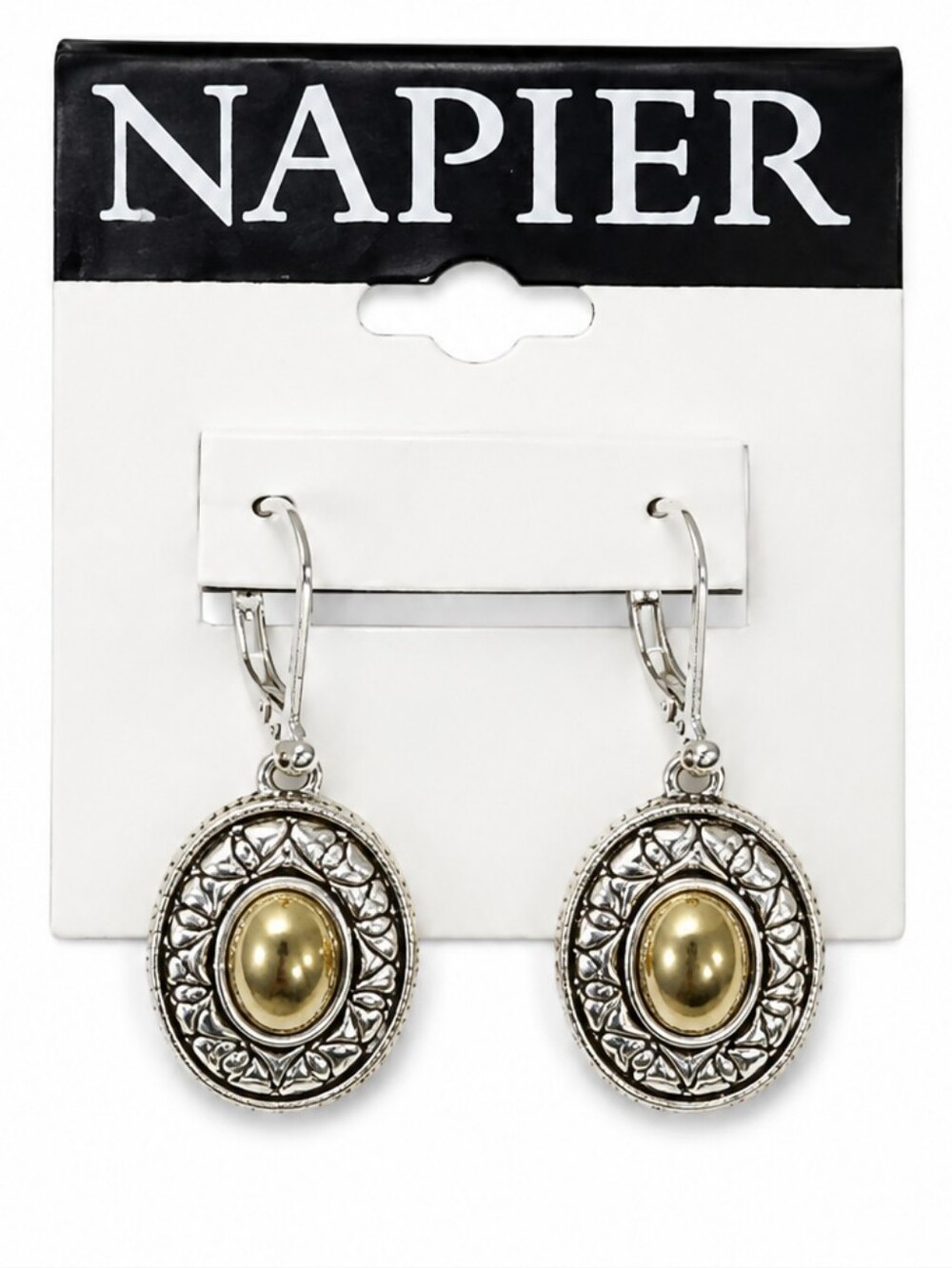 Napier Oval Dual Tone Earrings NWT